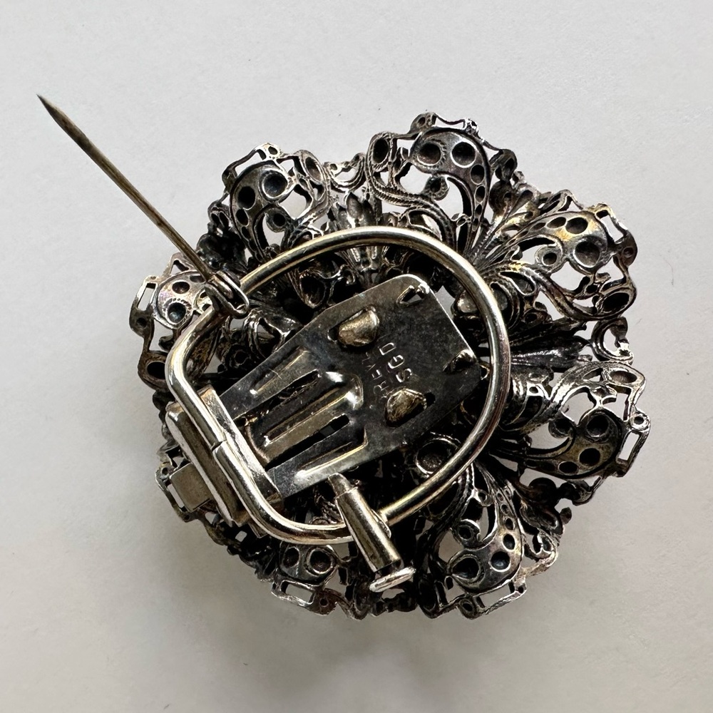 Vintage 1950s Christian Dior Rhinestone Dual Brooch & Scarf / Dress Clip - Picture 7 of 10